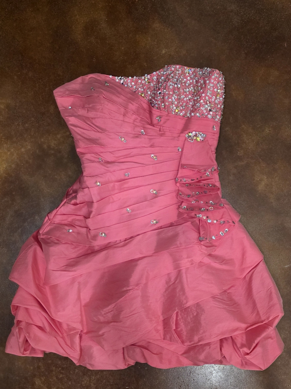 NWT Mori Lee by Madeline Gardner Hot Pink Rhinestone Formal Dress Size 10
